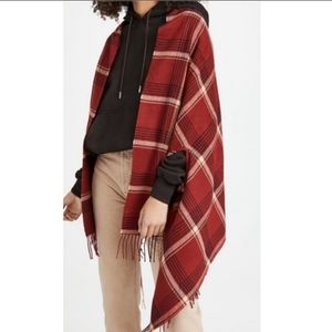 Madewell Buffalo Check Cape Red Scarf NWT
